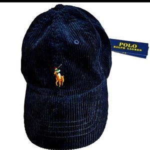 Polo Ralph Lauren Corduroy Ball cap hat OS Navy Multi pony